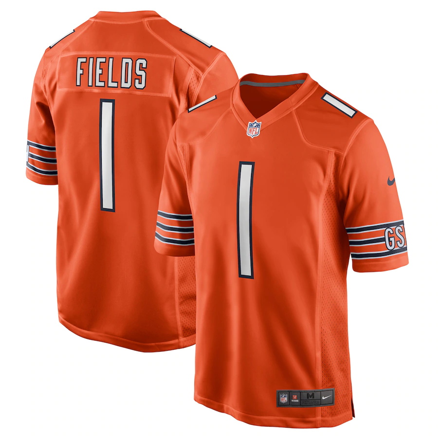 Men Chicago Bears Justin Fields Nike Orange 2021 NFL Draft First Round Pick Alternate Limited Jersey